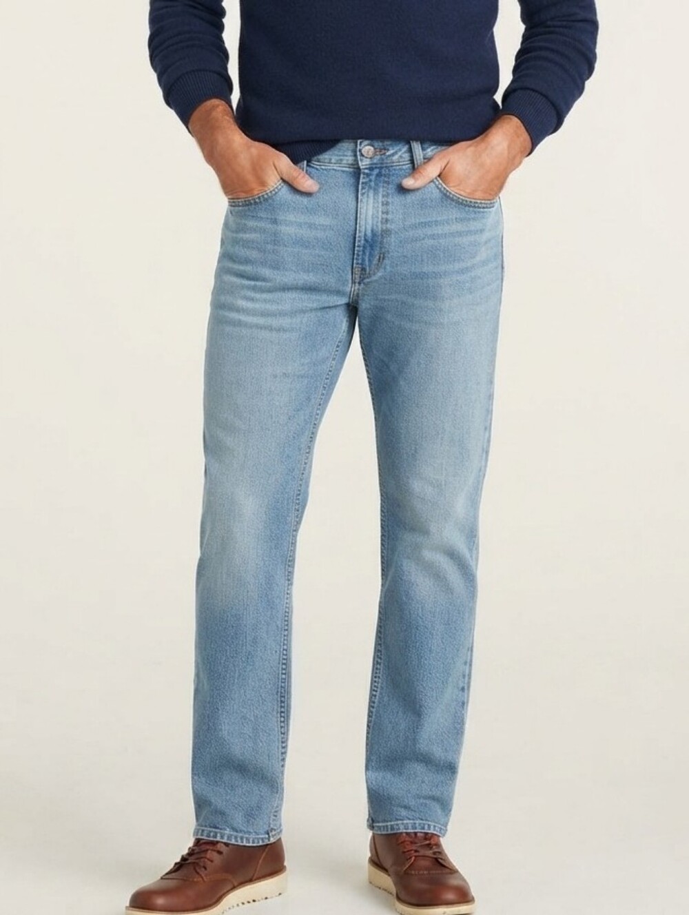 L.L. Bean Men’s 38x30 Natural Fit Straight Leg Jeans Light Wash Denim Classic